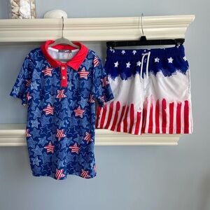 Patriotic Kids Polo Shirt - and Swim Trunks